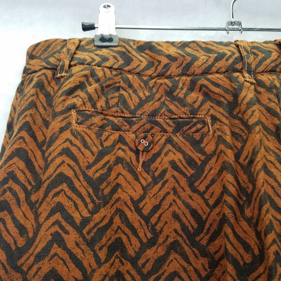 Garnet Hill Wide Leg Pants Women's 12 Pockets Linen Black Orange Chevron Tweed - Picture 9 of 16